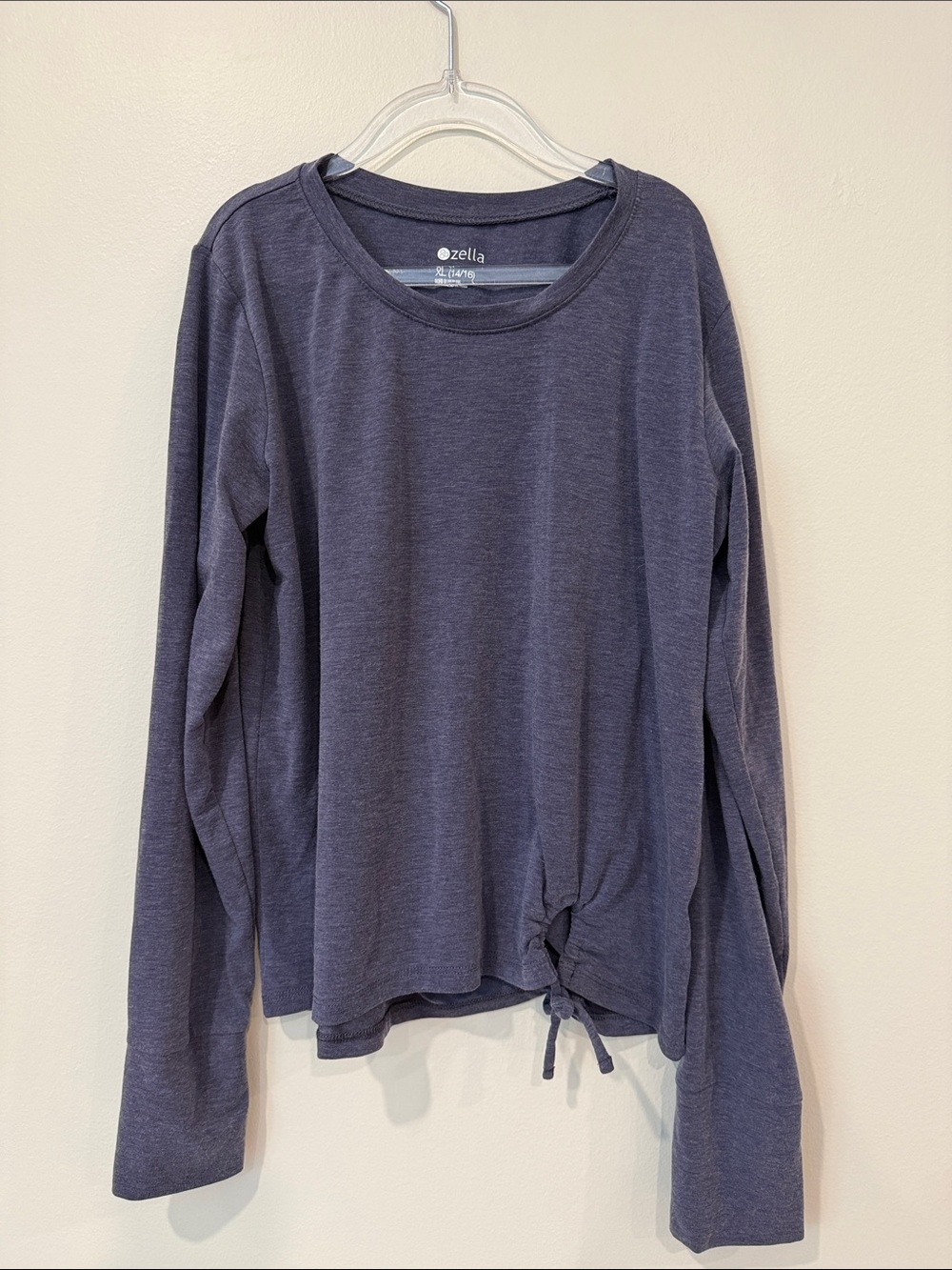 Zella Girls Athletic Long-Sleeve Tie-Hem Top - dark purple Gray